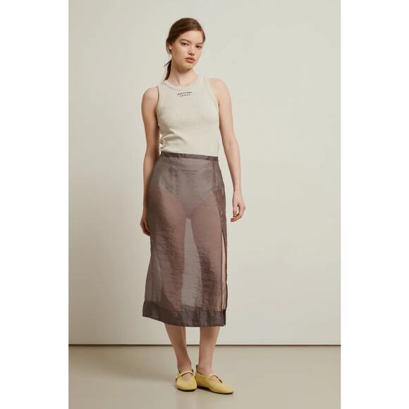 SOEUR x Cafe Leandra Roxana Organza  Mid-length Slit Skirt Women’s 10 NWOT - Picture 4 of 13